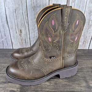 Justin Gypsy Gemma 8" Cowboy Western Leather Boots Brown GY9526 Women's Sz 9 B